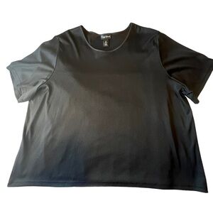 Maggie Barnes Womens Textured Striped Stretch Short Sleeve - 3X